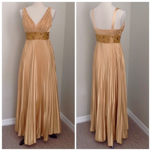 Dresses & Skirts - Pleated Golden Formal Dress